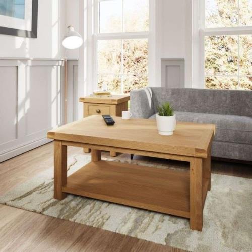 Concan Wooden Coffee Table With Undershelf In Oak