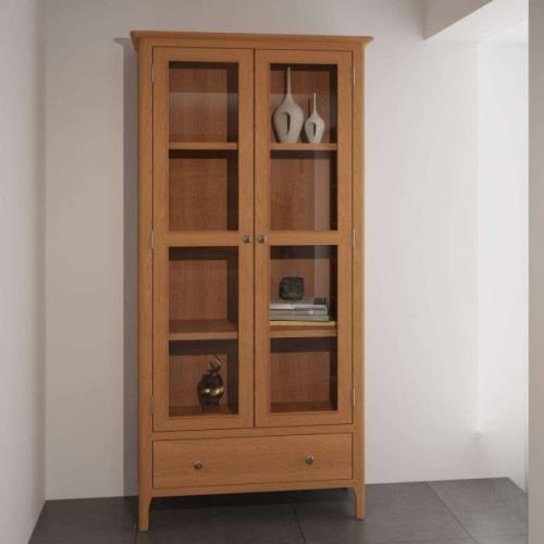 Nassau Wooden Display Cabinet With 2 Doors In Natural Oak