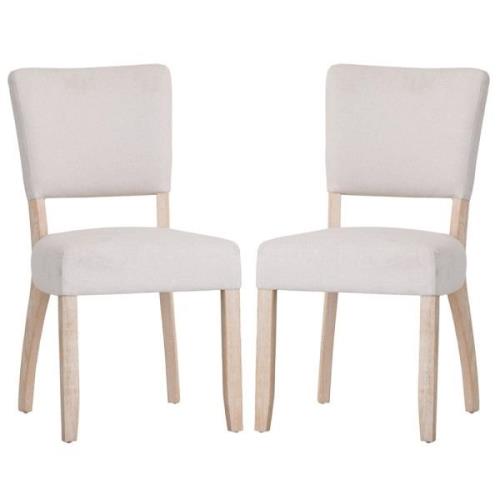 Celina Natural Fabric Dining Chairs With Wooden Frame In Pair