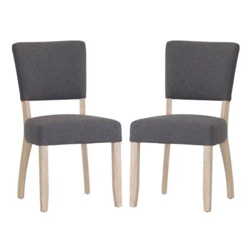 Celina Grey Fabric Dining Chairs With Wooden Frame In Pair