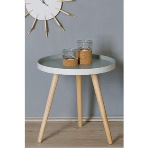 Teatime Round Side Table in Grey With White Border