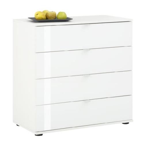 Palmer Wooden Chest Of 4 Drawers With Glass Fronts In Matt White