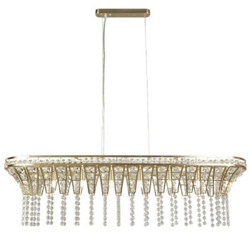 Gemma 8 Light Clear Crystal Bar Pendant Light In Satin Brass