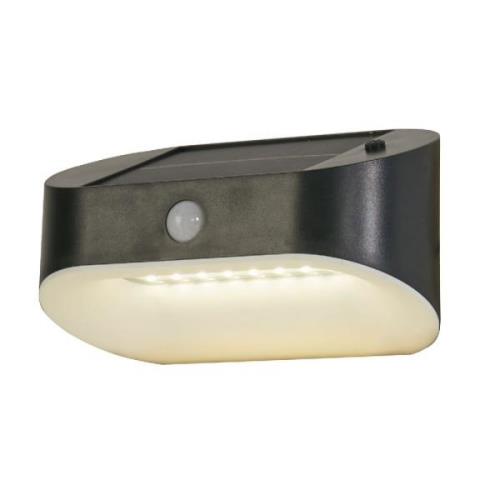 Solar LED Polycarbonate Outdoor PIR Wall Light In Black Frame