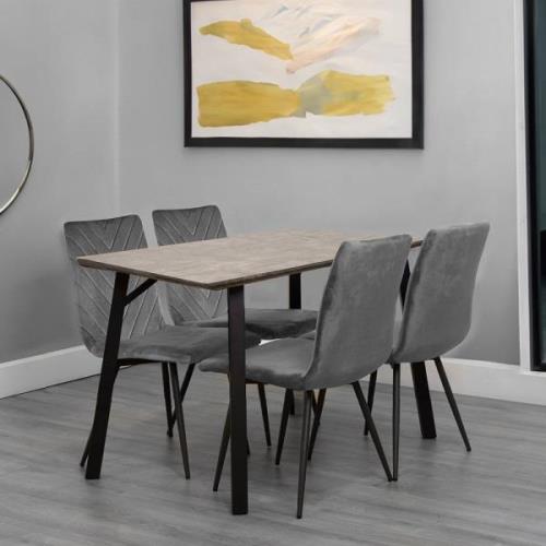 Frisco Concrete Effect Dining Table Small With 4 Grey Chairs