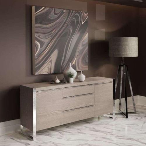 Irvane Wooden Sideboard With 2 Doors 3 Drawers In Grey Oak