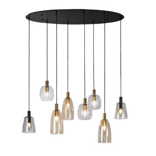 Divine 8 Light Multi Drop Pendant Light In Black