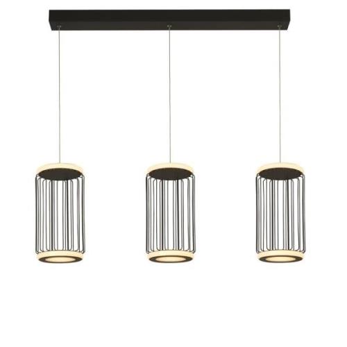 Circolo LED 3 Light Cage Bar Pendant Light In Black And White