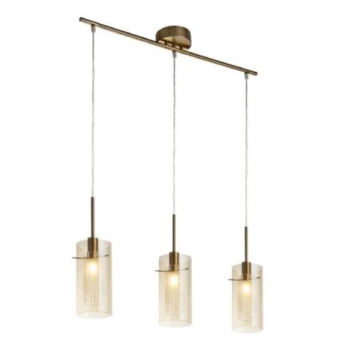 Duo 3 Light Champagne Glass Bar Pendant Light In Bronze