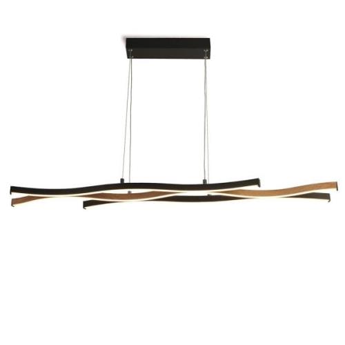 Bloom LED Wood Effect Pendant Light In Black