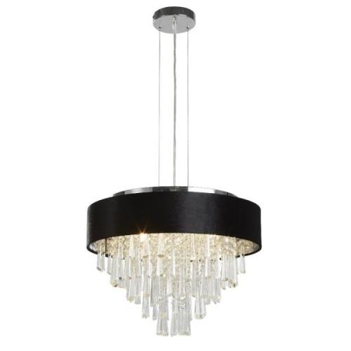 Glamour 5 Light Clear Crystal Pendant Light In Black Velvet