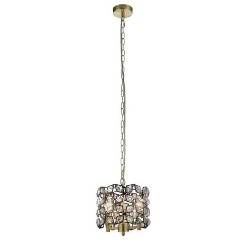 Iris 2 Light Crystal Frame Pendant Light In Black And Brass