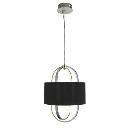 Madrid Black Fabric Shade Pendant Light In Chrome