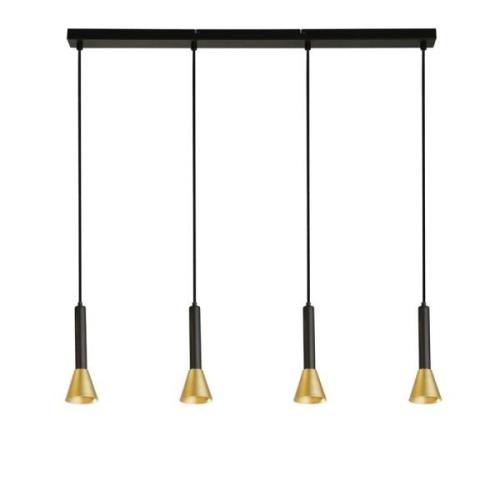 Signal 4 Light Gold Shade Bar Pendant Light In Black