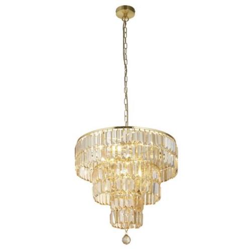 Empire 5 Light Champagne Glass Pendant Light In Satin Brass