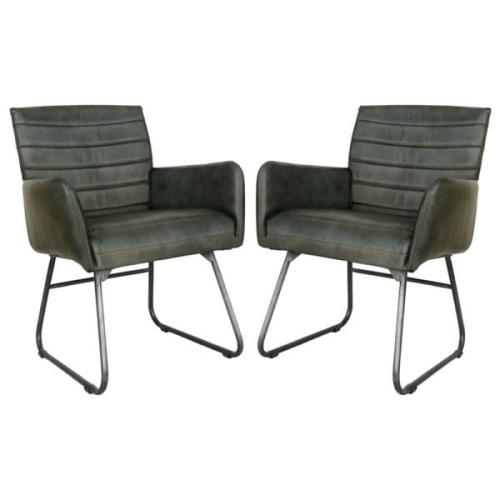 Granby Light Grey Leather Dining Chairs With Metal Legs In Pair