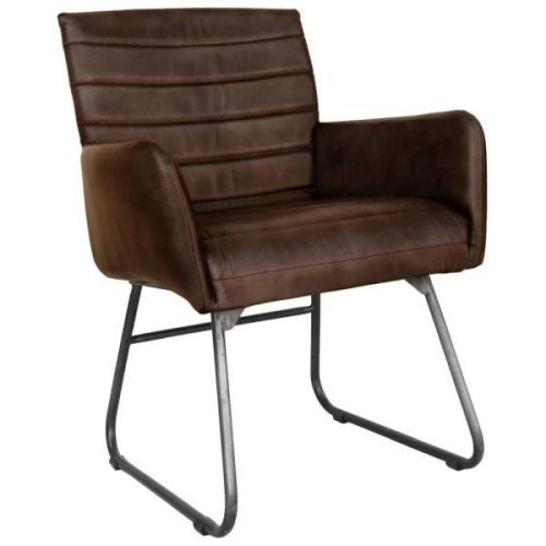 Granby Leather Dining Chair With Metal Legs In Brown