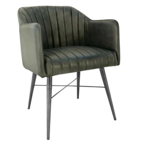 Fraser Leather Dining Chair With Metal Legs In Light Grey