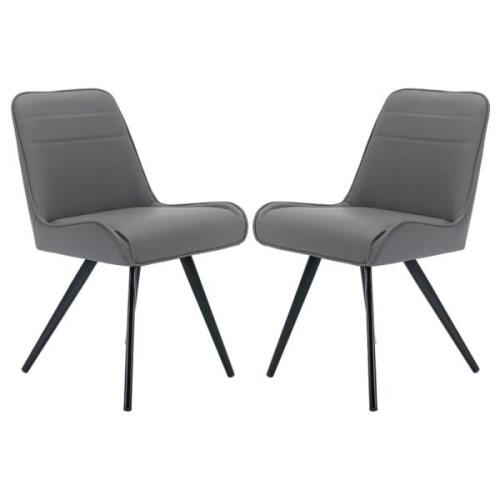 Beloit Grey PU Leather Dining Chairs With Metal Legs In Pair