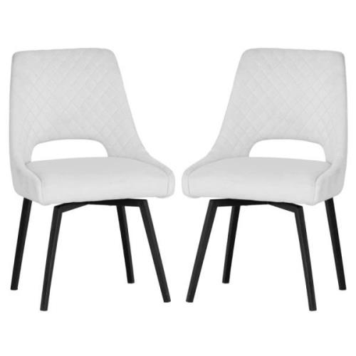 Akron Limestone Velvet Dining Chairs With Metal Legs In Pair