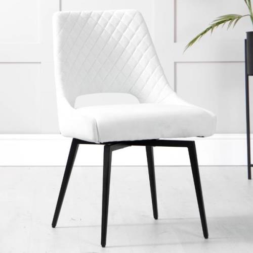 Akron Velvet Dining Chair With Metal Legs In Limestone