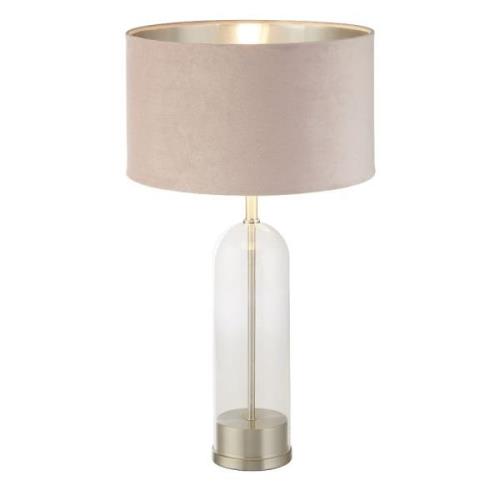 Oxford Pink Velvet Shade Table Lamp With Glass Brass Base