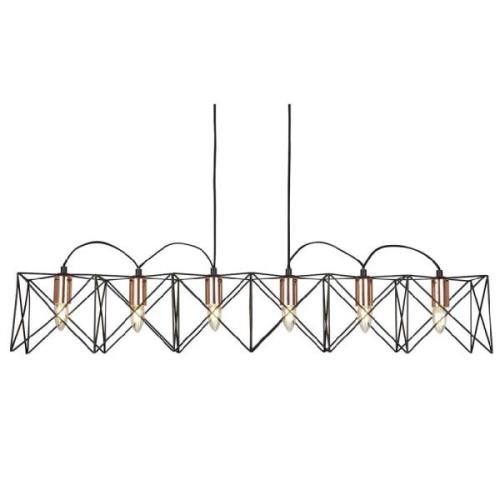 Anthea 6 Light Pendant Light In Black And Copper