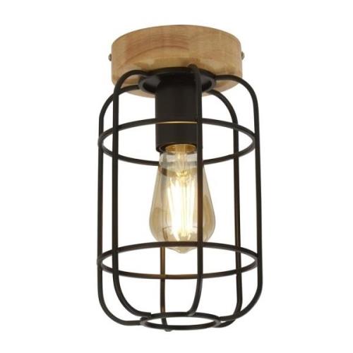 Vision Cage Style Ceiling Flush Light In Matt Black