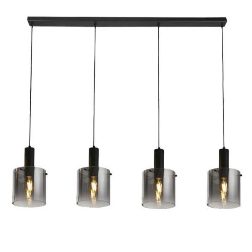 Sweden 4 Light Smoked Ombre Glass Bar Pendant Light In Black