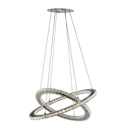 Clover LED 2 Light Clear Glass Ring Pendant Light In Chrome