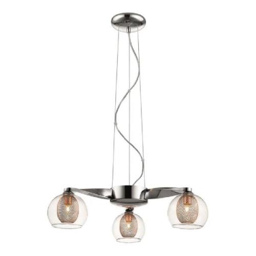 Cannonbury 3 Light Clear Glass Shade Pendant Light In Copper