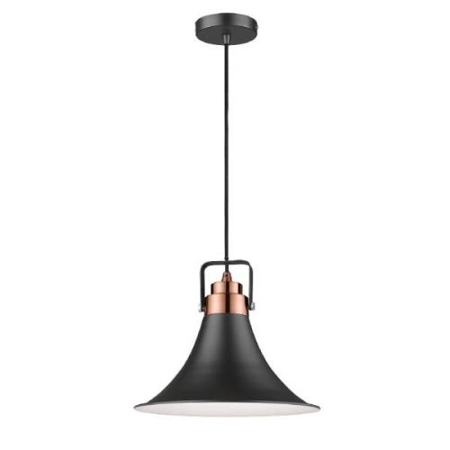 Anerley Metal Pendant Light In Matt Black And Copper