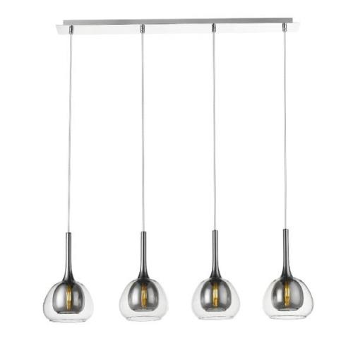 Adelina 4 Light Clear Smoked Glass Shade Pendant Light In Chrome