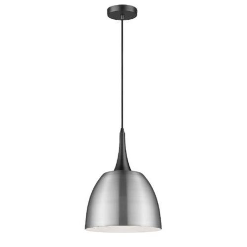 Acton Satin Nickel Shade Pendant Light In Matt Black