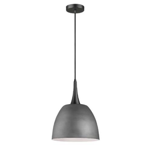 Acton Cement Shade Pendant Light In Matt Black