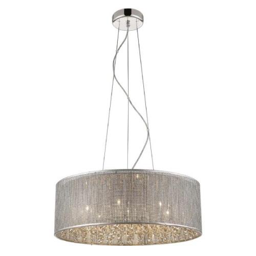 Palace 7 Light Crystal Droplet Pendant Light In Chrome Sliver