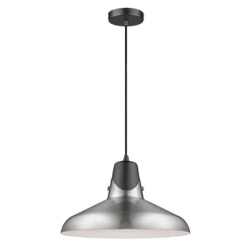 Hanwell Satin Nickel Shade Pendant Light In Matt Black