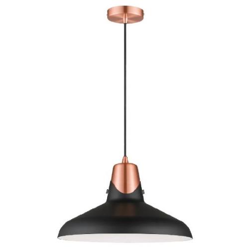 Hanwell Matt Black Shade Pendant Light In Copper