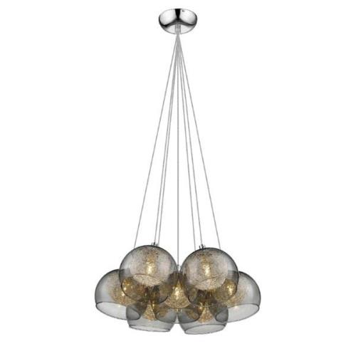 Ealing 7 Light Smoked Glass Shade Pendant Light In Chrome