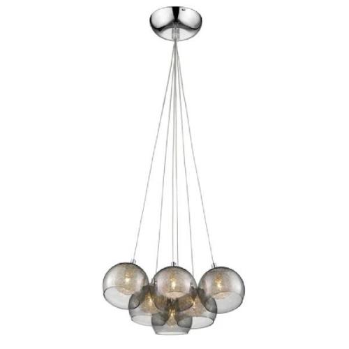 Ealing 6 Light Smoked Glass Shade Pendant Light In Chrome