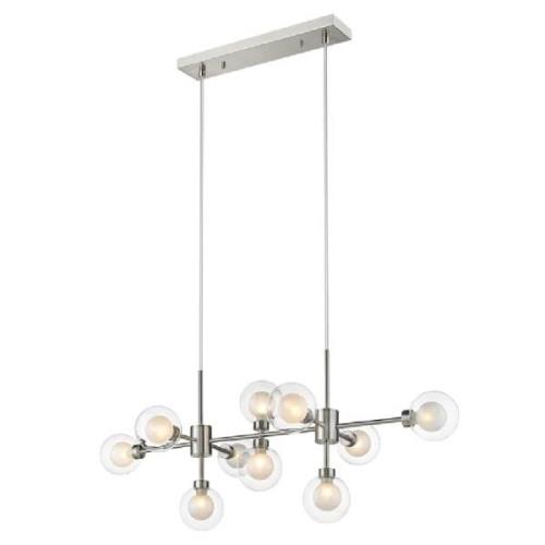 Dolores 10 Light Clear Shade Pendant Light In Satin Nickel