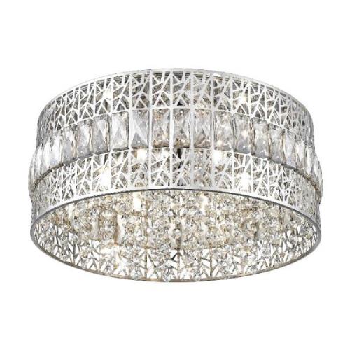 Rosalin 6 Light Glitzy Crystal Flush Light In Chrome