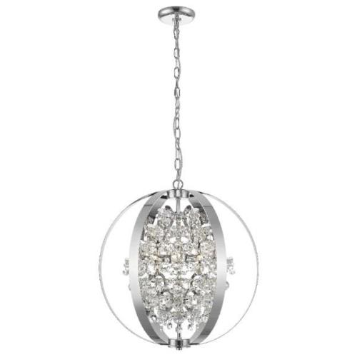 Reyna Crystal Ball And Bead Pendant Light In Chrome