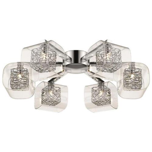 Holland 6 Light Clear Glass Flush Light In Chrome