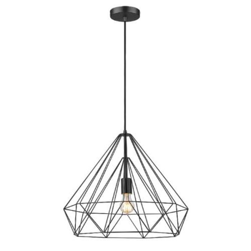 Merton Metal Pendant Light Large In Matt Black