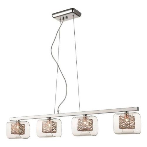 Holland 4 Light Clear Glass Pendant Light In Copper And Chrome