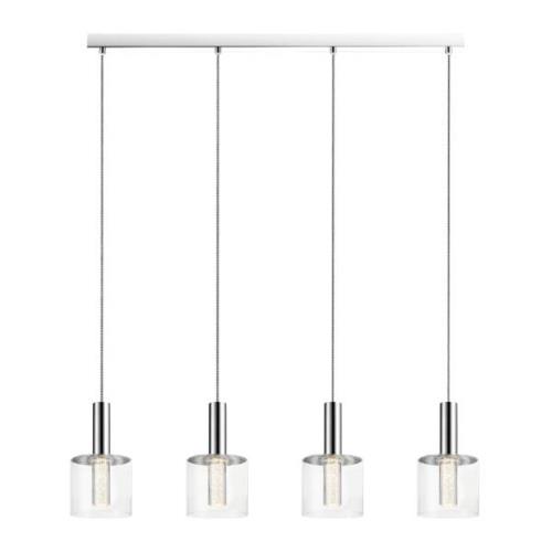 Evita 4 Light Clear Glass Shape Bar Pendant Light In Chrome