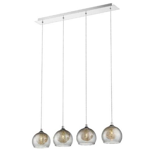 Ealing 4 Light Smoked Glass Shade Bar Pendant Light In Chrome