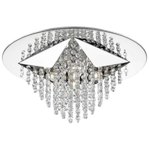 Estela Clear Crystal Droplet Flush Light In Chrome