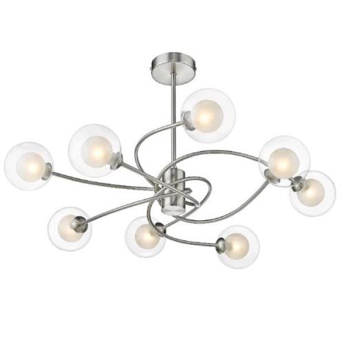 Dolores 8 Light Clear Shade Semi Flush Light In Satin Nickel